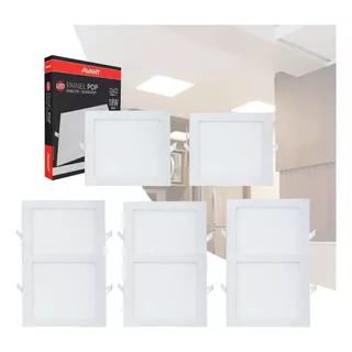 Kit 8 Plafon Painel Embutir Quadrado Led 18w 6500k Bco Frio Cor Branco 110v/220v