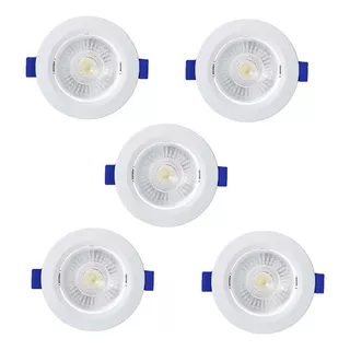 Kit5 Spot Led Direcionável Embutir Redondo Par20 Led 