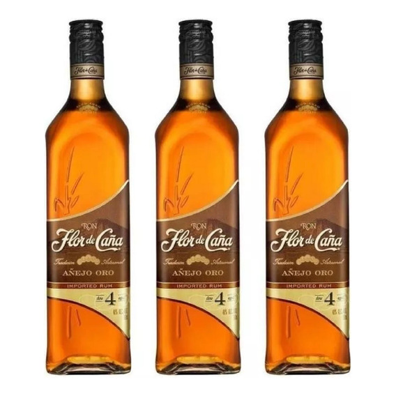 Flor De Caña 4 Años Añejo Oro Dorado X3u Importado Nicaragua