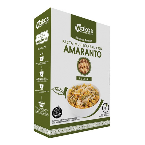 Pasta Multicereal Con Amaranto Fusilli Wakas Sin Tacc 250 Gr