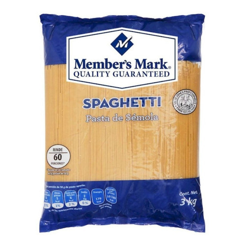 Pasta Member's Mark 3 Kg Alta Calidad Pasta Spaguetti