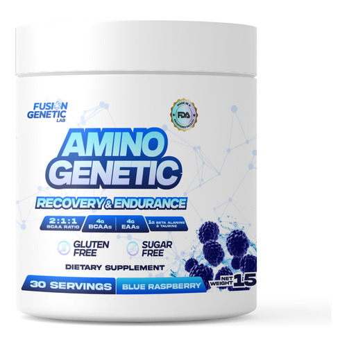 Amino Genetic 10 Grs Aminoacidos 1g Beta-alanina +1g Taurina Sabor Blue Raspberry