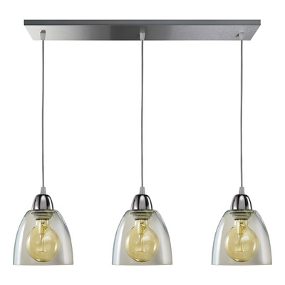 Colgante 3 Luces Vidrio Transparente Vintage 15cm Apto Led Cromo/trans