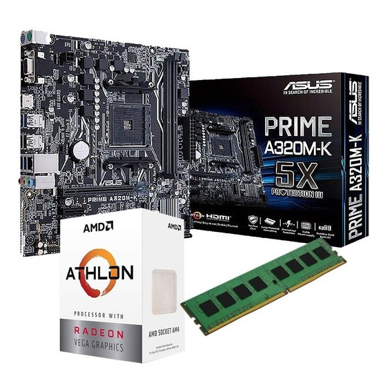 Combo Actualizacion Amd Athlon 3000g A320 Asus 8gb - Acuario