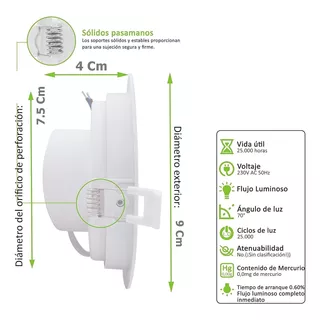 Pack X10 Spot Embutir Móvil 7w Panel Led Redondo Luz Cálida 