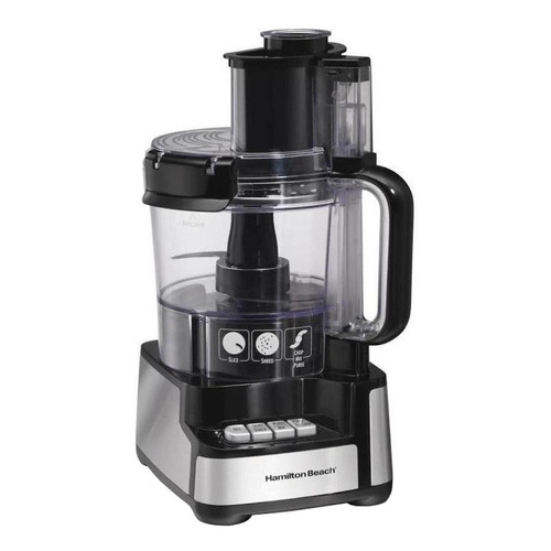 Procesador de alimentos Hamilton Beach Stack & Snap 70725 450W negra y acero inoxidable 120V