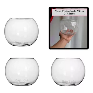 4 Vasos Aquários 2,3 Litros Redondo Vidro Transparente Peixe