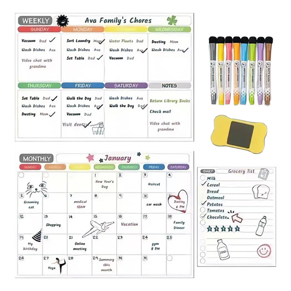 Calendario Magnético Pizarron Blanco Planeador Semanal Notas