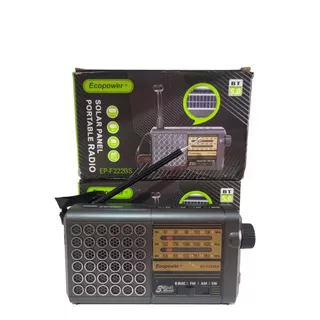 Rádio Solar Ecopower Ep-f222bs Usb Aux Am Fm Bluetooth, Novo