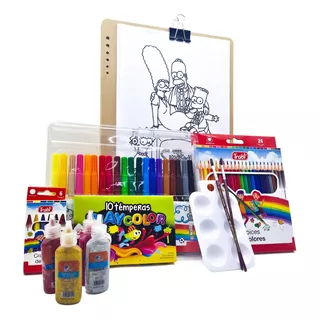 Kit Arte Niños Set Infantil+ Dibu. Para Pintar Simpson