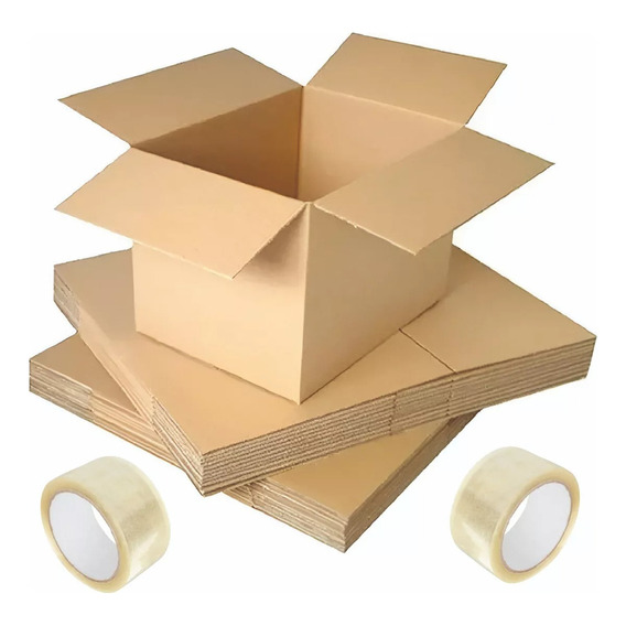 Market Paper Mudanza pack 10 cajas 60x40x40cm marron claro con 2 cintas embalar 48cm x 100m