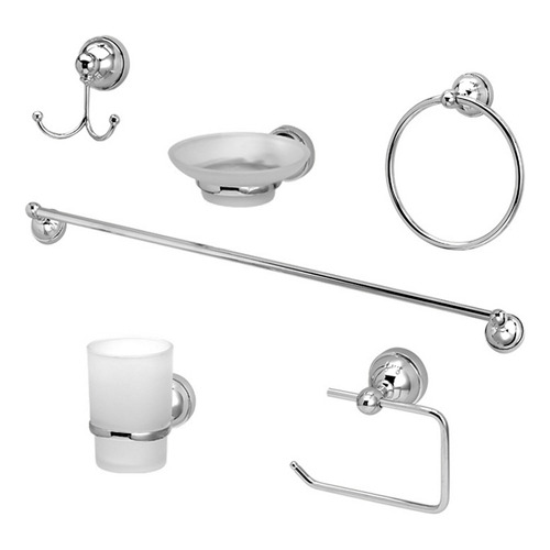 Kit Accesorios Para Baño Peirano Línea 8000 6 Piezas Cromo