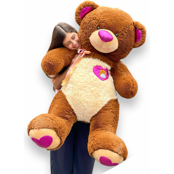 Oso Gigante De Peluche 150cm + Moño + 3 Globos