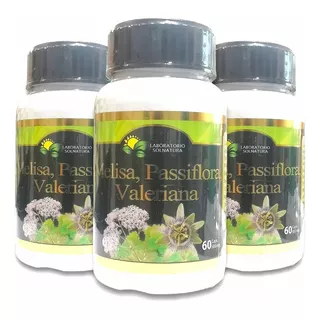 Melisa-pasiflora-valeriana , Pack 3 , 180 Cap. 100%  Natural