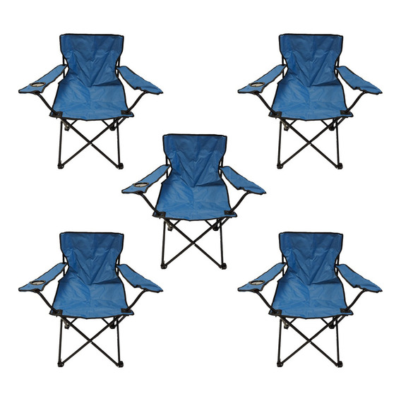 5 Sillas Plegables De Campismo Playa Outdoors Color Azul