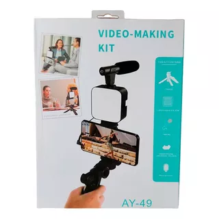 Kit De Micrófono De Escopeta Con Luz Led Y Trípode Vlogging