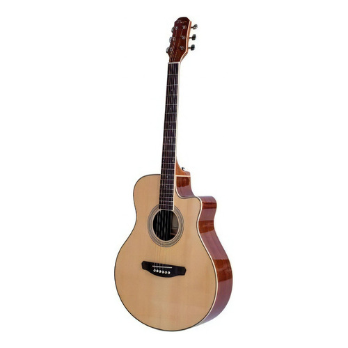Guitarra Acústica Parquer Master T Apx Con Corte Funda Cuota Color Marrón Claro Orientación De La Mano Derecha