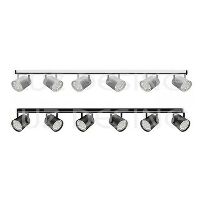 Riel 2 Metros 6 Spot Tachos Cilindro Negro Apto Led Ar111