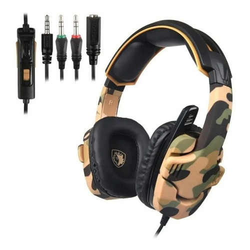 Auriculares Camuflados Gamer Sades Sa930 Headset 3.5mm Ps4 