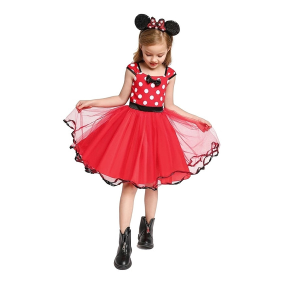 Disfraz Minnie Mouse Vestido Fiesta Mimi Incluye Diadema 
