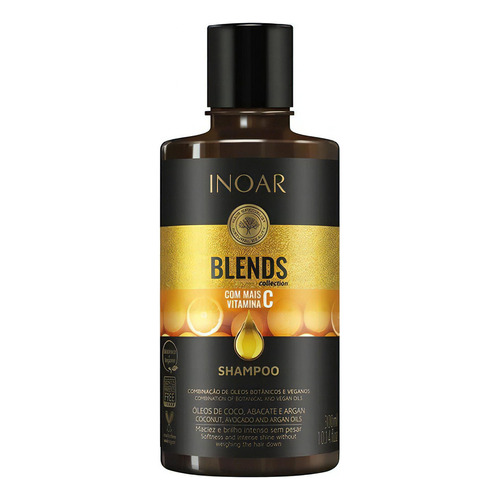  Shampoo Blends Inoar 300ml Vegano Vitamina C Brillo Hidrata