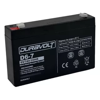 Bateria Recargable 6v 7amp Sellada Duravolt Dur-d6-7 Carrito