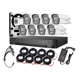 Kit Hikvision 8 Camara Noturno Color Vu Audio 1080p 1tb