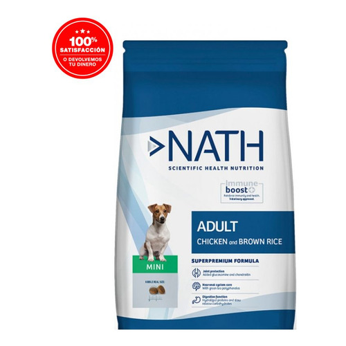 Nath Adulto Mini Sabor Pollo Y Arroz Integral 7 Kg Alimento Comida para Perros