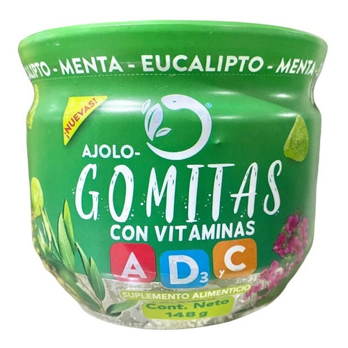Gomitas Ajolotius Menta Eucalipto Vitamina A D3 C 148g