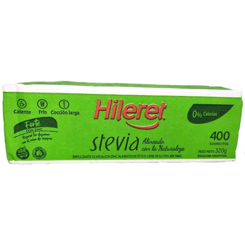 Edulcorante Hileret Stevia 400 Sobres