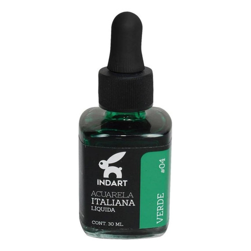 Acuarela Liquida Italiana Indart Frasco Vidrio 30ml Colores Color Verde Oscuro