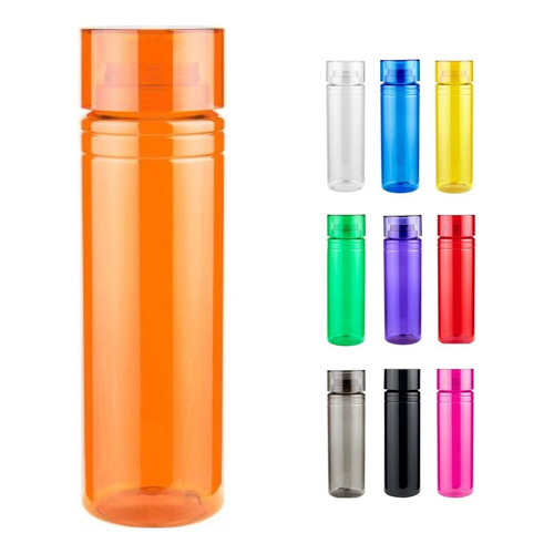 25 Cilindros Plástico Agua 850ml Colores Anfora Botella Agua Color Naranja translúcido