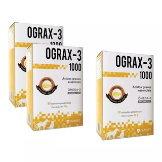 Omega 3 Ograx-3 1000 Para Cães E Gatos 3x30 Cápsulas Avert 