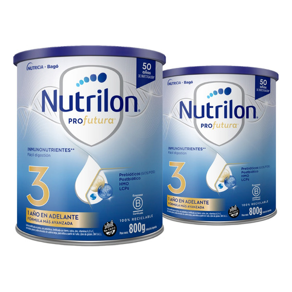 Leche En Polvo Nutrilon Profutura 3 En Lata 800g Pack X 2