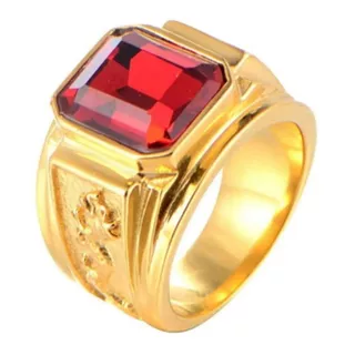 Anel Comendador Masculino Banhado Ouro 18k Vermelho Dourado