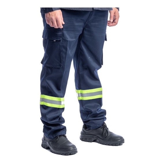 Pantalón De Trabajo Cargo Industrial Con Reflectivo Azul
