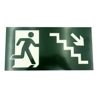 Placa Sinaliza Saída Emergência Desce Escada Direita 30x15