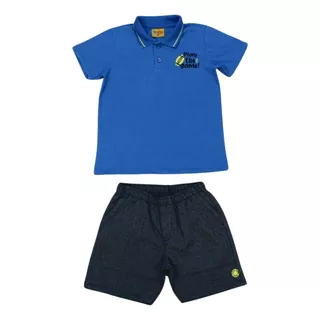 Conjunto Infantil Masculino Polo E Bermuda Sarja 01 Ao 10