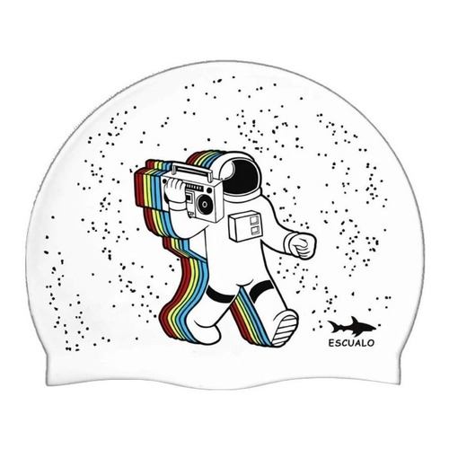 Gorra Natacion Escualo Modelo Astronauta Color Blanco Diseño de la tela Estampado Talla unitalla