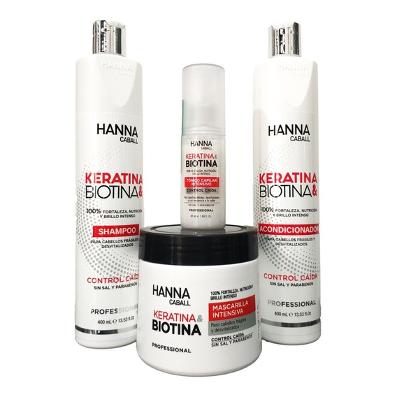 Kit 400ml Hanna Caball Keratina Biotina Sin Sal 