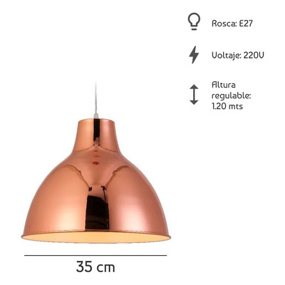 Colgante Cobre Galponero Vintage Moderno Apto Led M1011 Mks