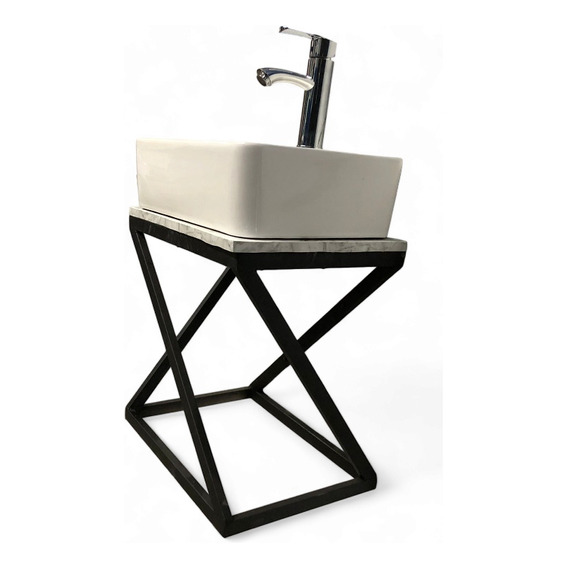 Mueble De Bañoflotante Metalico Negro+lavabo Ceramico+llave 