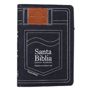 Biblia Rvr-1960 Letra Grande Jeans Azul Con Cierre E Índice