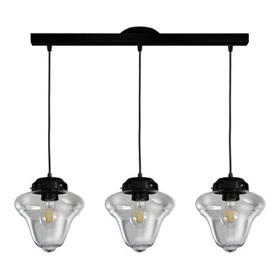 Colgante 3 Luces Rosario Negro Vintage Deco Moderno Apto Led