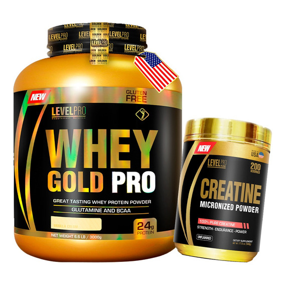 Whey Gold Pro 6.6 Libras + Creatina 500 Gr / Level Pro 