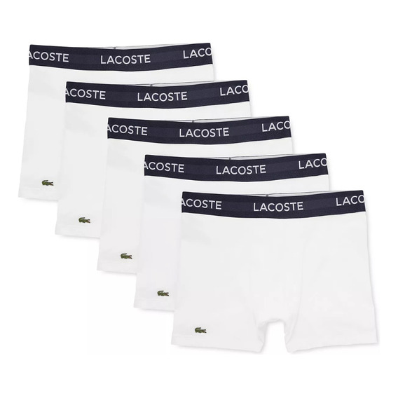 Boxer Hombre Pack 5 Algodón Lacoste Original Comodo Blanco