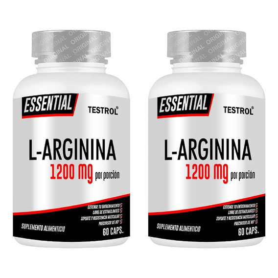 Combo Duo L-arginina Essential 60 Caps Testrol Sin sabor