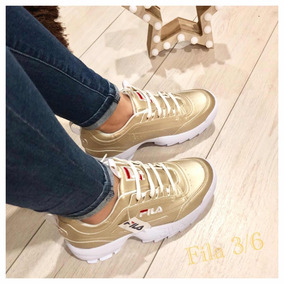 tenis fila dorados