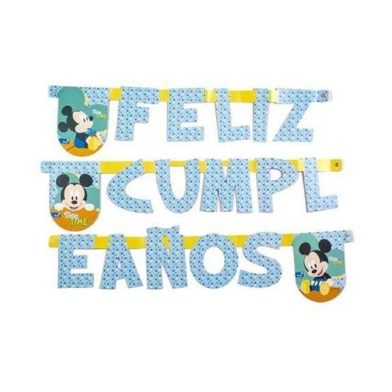 Guirnalda Feliz Cumpleaños Mickey Baby Cotillón Activarte