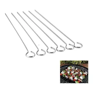 8 Palos Pinchos Chuzos Brochetas Asado Bbq Asados Acero 